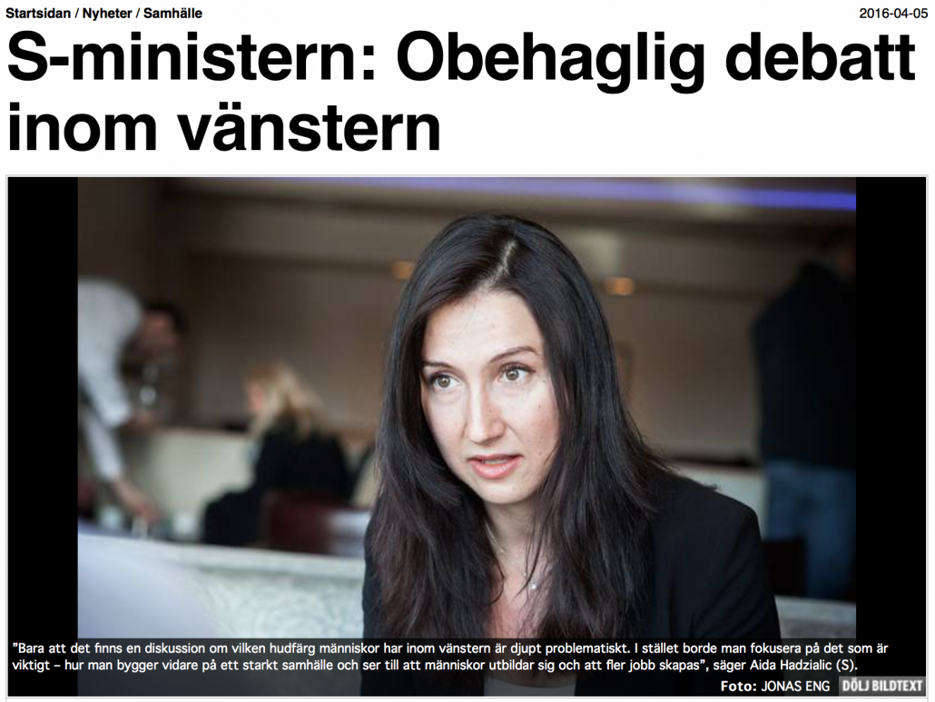 Artikel av Aida Hadzialic, publicerad i Aftonbladet.